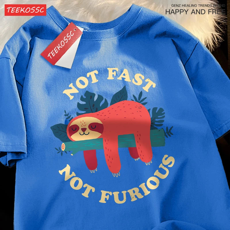 T-Shirt Unisex Not Fast Not Furious Sloth Funny Graphic Tee 11 Colors