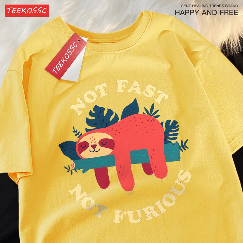 T-Shirt Unisex Not Fast Not Furious Sloth Funny Graphic Tee 11 Colors