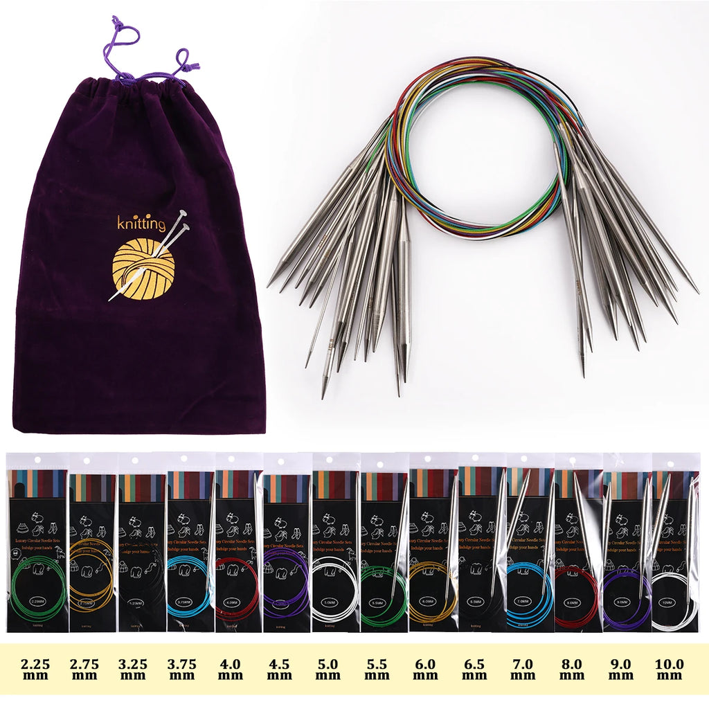 Knitting Needles, Stainless Steel Circular for Handmade Sweaters & Scarves
