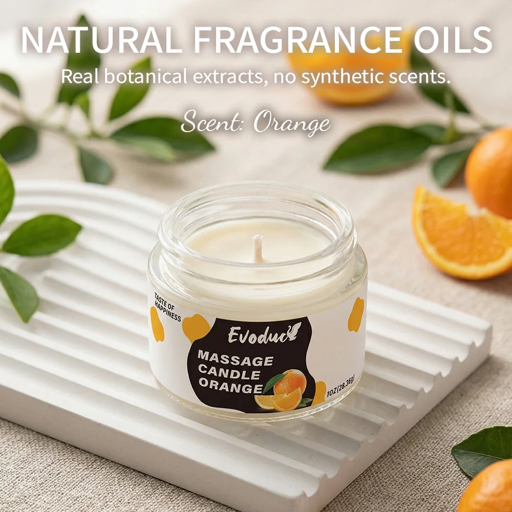 Massage Oil Candle Sweet Orange Soy Wax Low Temp Melt Pour Deep Skin Moisturizing Care Relaxing Spa Bath Couples Gifts Christmas