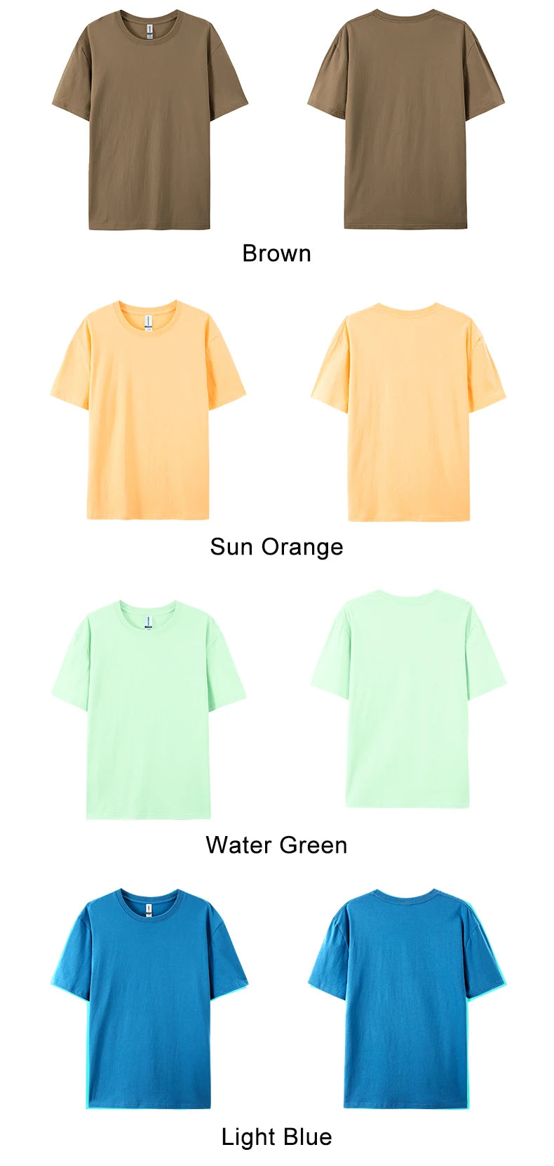 T-Shirt Unisex Solid Color 100% Cotton Loose Fit Short Sleeve Candy Color Tee