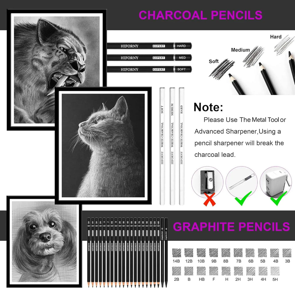 Drawing & Sketching Kit with Travel Case — 20 to 96 Pieces