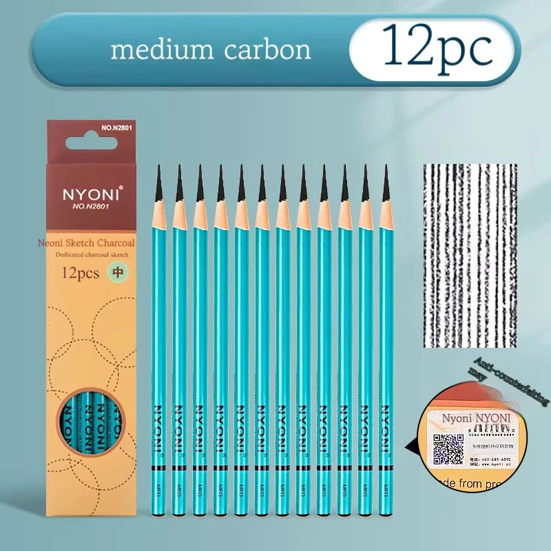 Graphite & Charcoal Pencils, NYONI — HB to 12B, Single-Grade & Mixed Sets