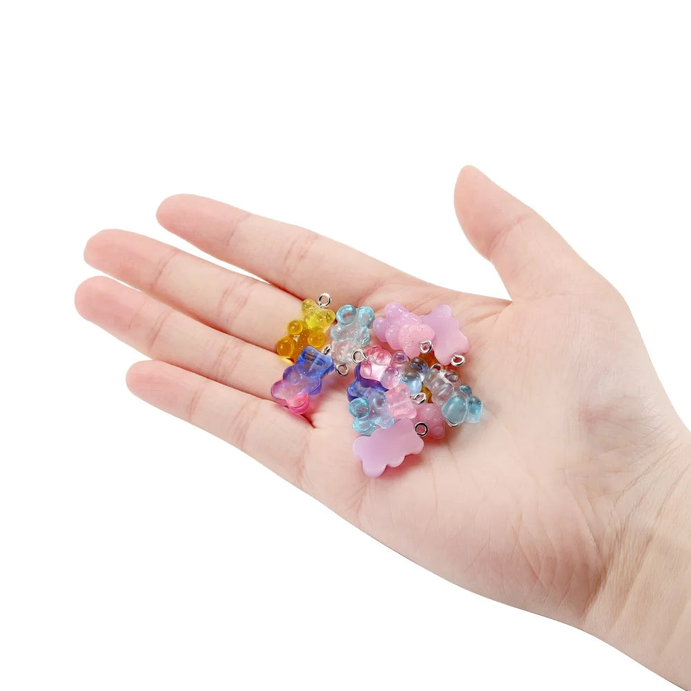 Earring Components Candy Bear Pendant Charms Colorful Resin Bears Craft Supplies