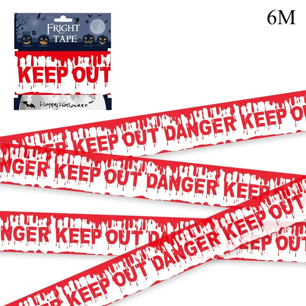 Halloween Decoration Crime Scene Tape Scary Caution Roll Hazard Indoor Outdoor Spooky