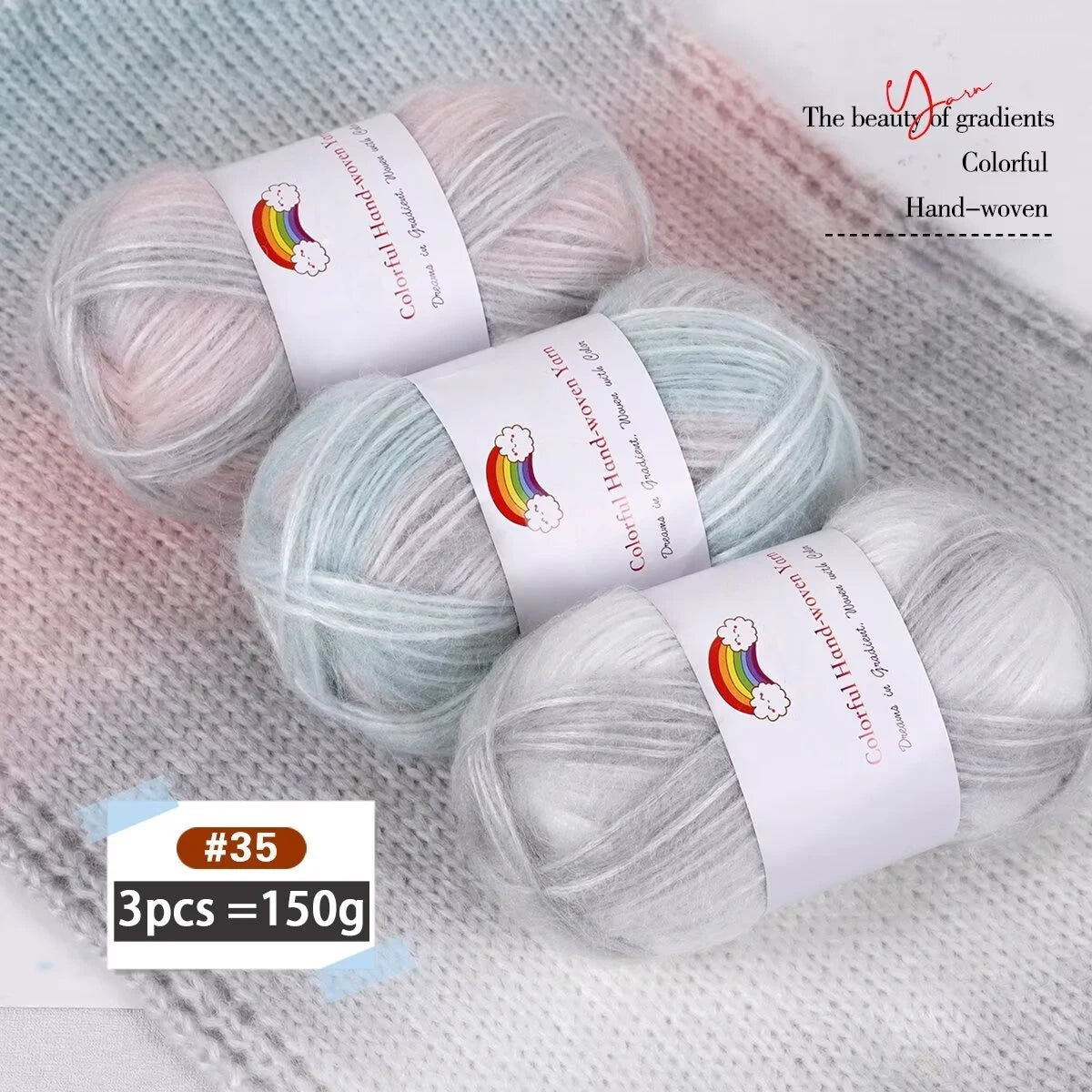 Yarn, Light Rainbow Gradient for Sweaters, Coats, Hats, Scarves & Shawls