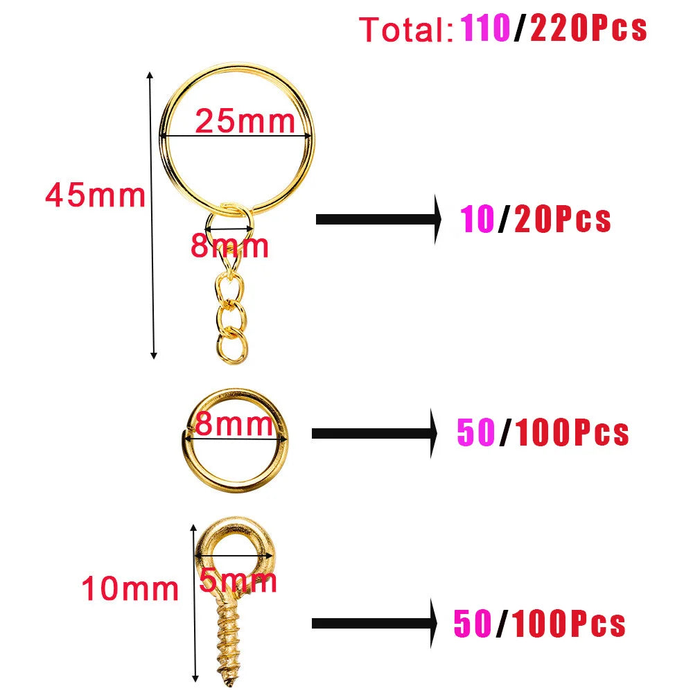 Jewelry Making Kits Keychain Open Jump Rings Eye Pins Epoxy Resin Craft Supplies