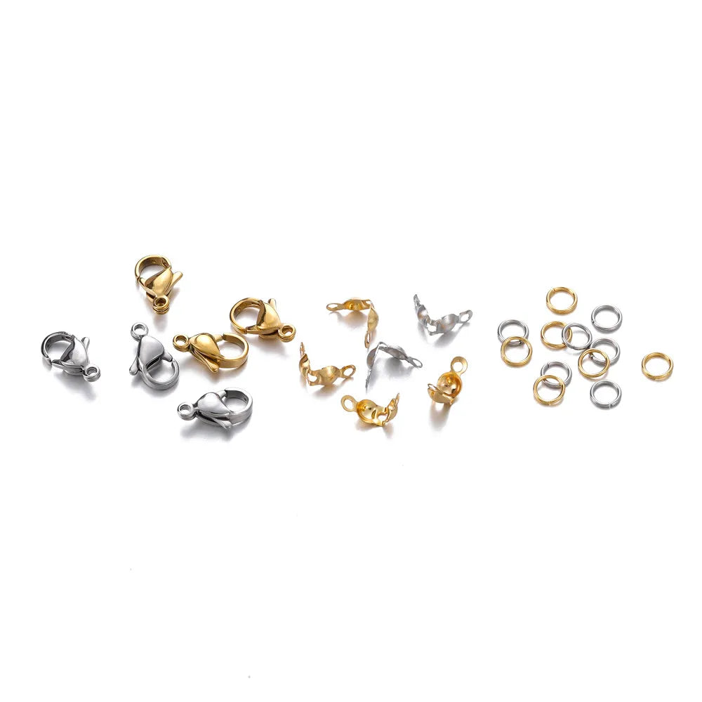 Jewelry Findings Kit Stainless Steel Clasps Crimps Rings DIY Jewelry Making