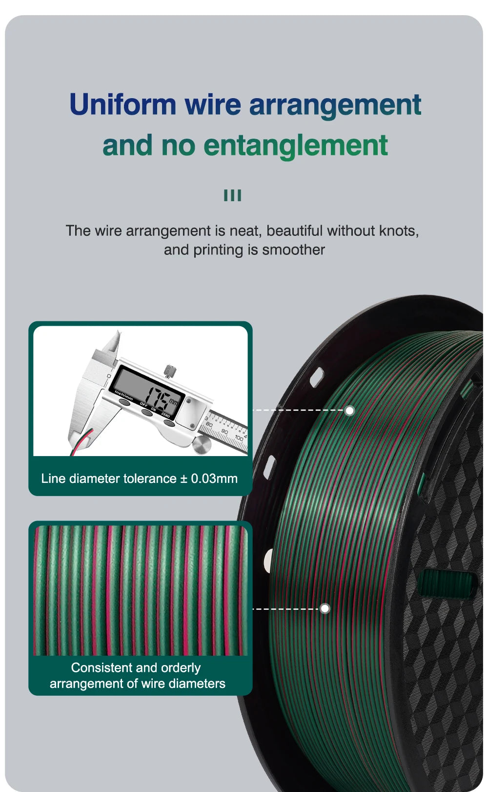 KINGROON Silk Tri-color PLA Filament 3D Printer 1.75mm 1KG/roll  Silk PLA Filament Plastic Material 3D Printing Special Color