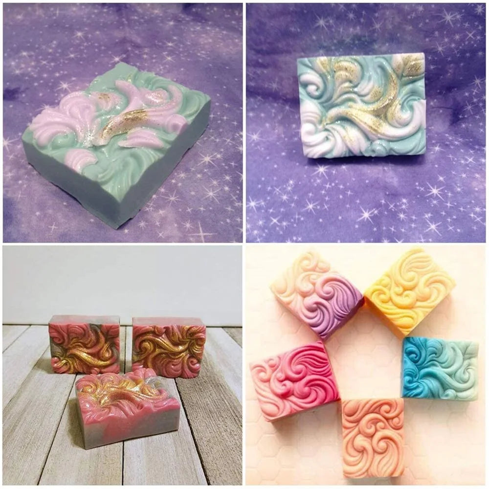 4 Cavity Wave Flower Silicone Soap Mold DIY Ocean Wave Aromatherapy Plaster Soap Mold Handmade Cloud Cold Process Soap Molds