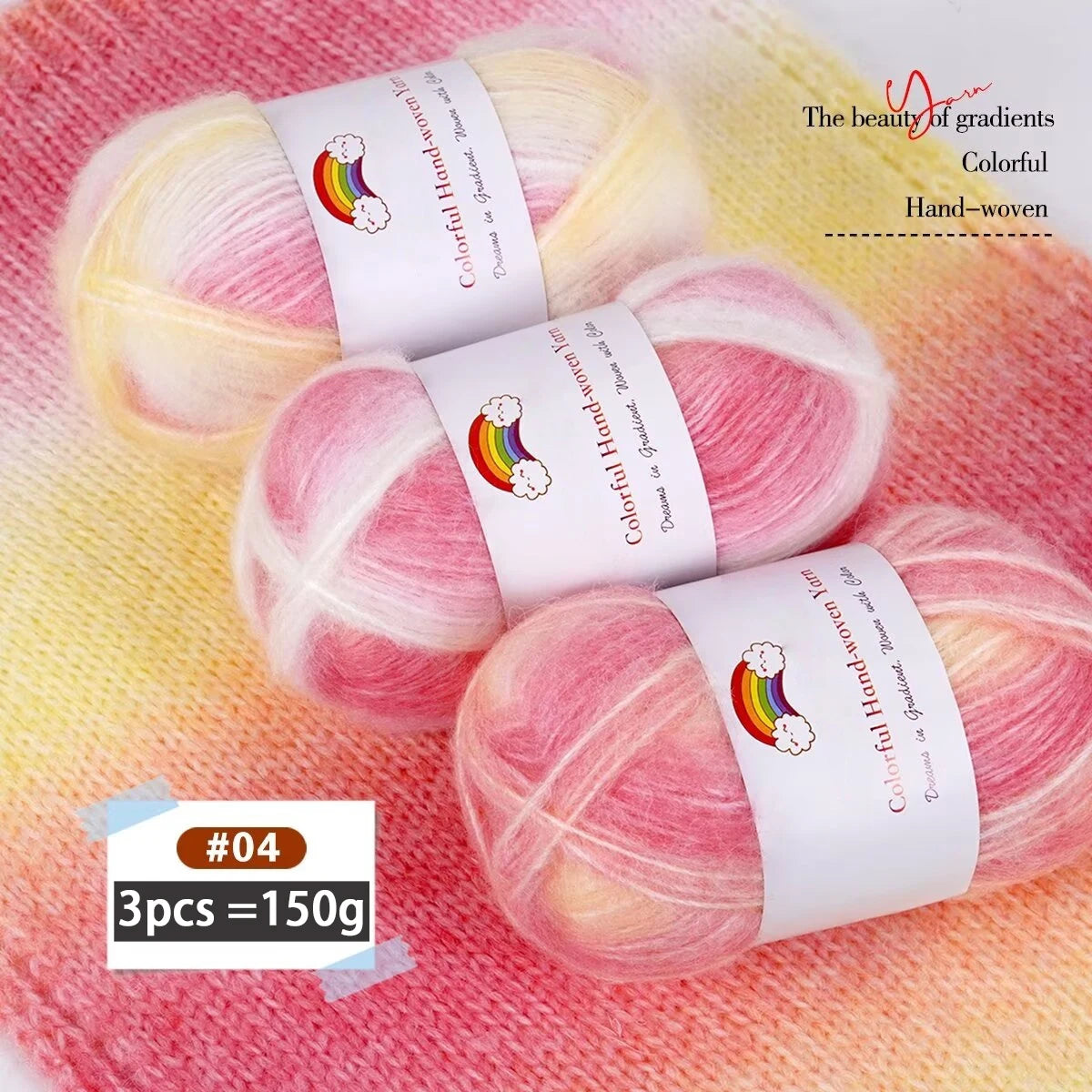 Yarn, Light Rainbow Gradient for Sweaters, Coats, Hats, Scarves & Shawls