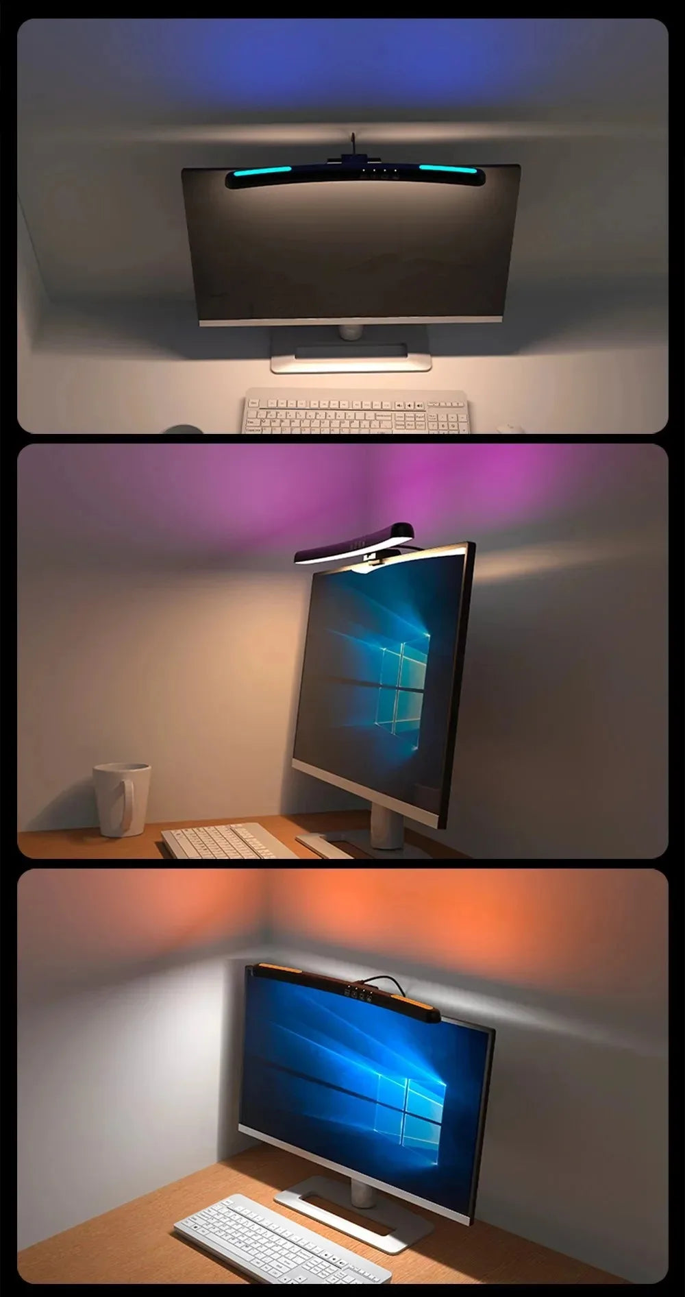 Curved Monitor Light Bar, Stepless LED Computer Monitor Light Bar Desk Lamp