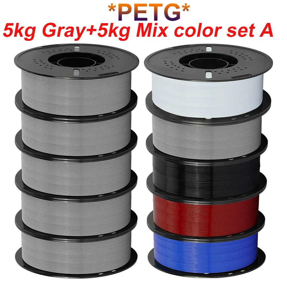 3D Printer Filament PLA & PETG 10KG 10 Rolls 1.75mm 26 Colors KINGROON