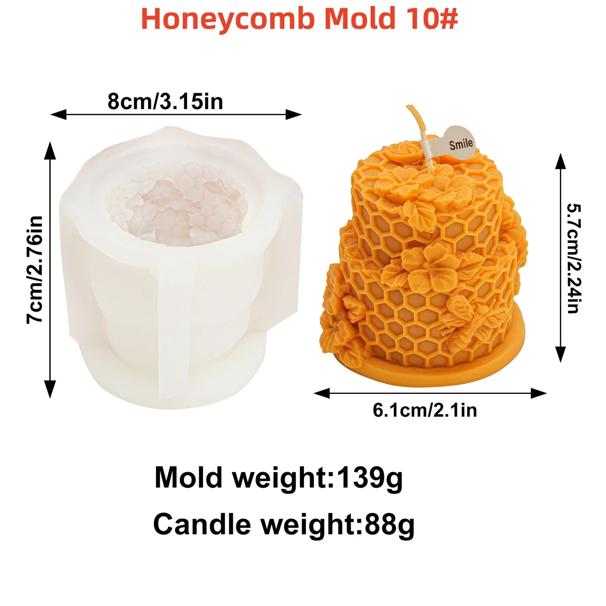 3D Bee Honeycomb Silicone Candle Mold — 10 Styles, Pillar & Beehive