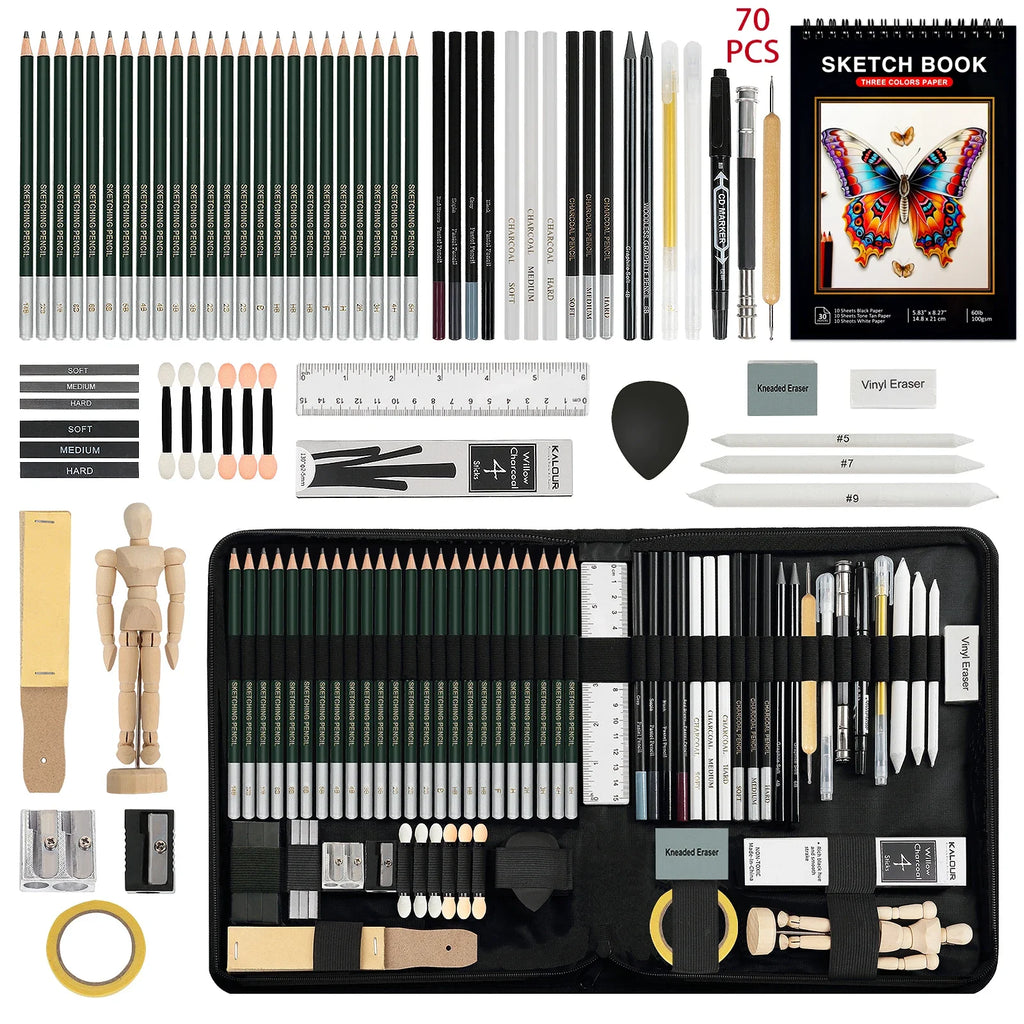 Drawing & Sketching Kit with Travel Case — 20 to 96 Pieces