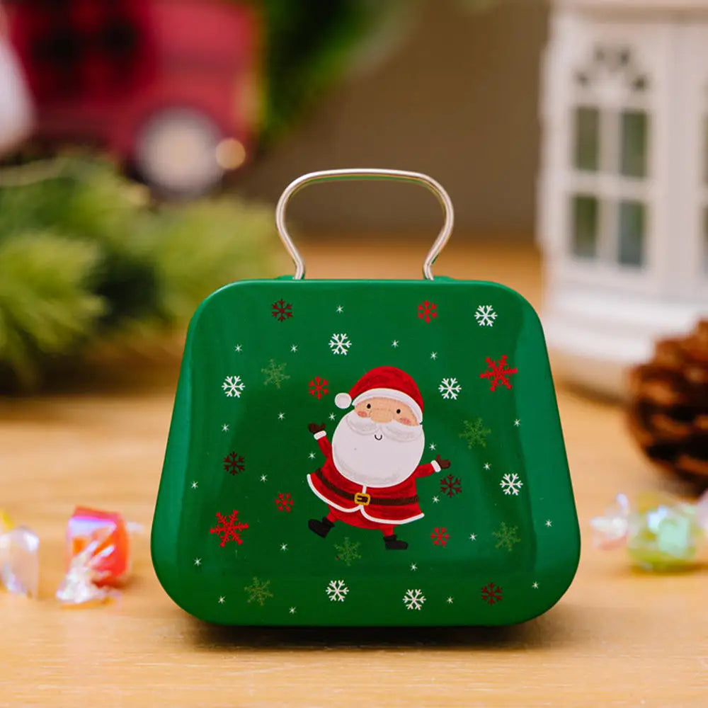 Christmas Tin Handbag Candy Box Santa Reindeer Holiday Gift Stocking Stuffer