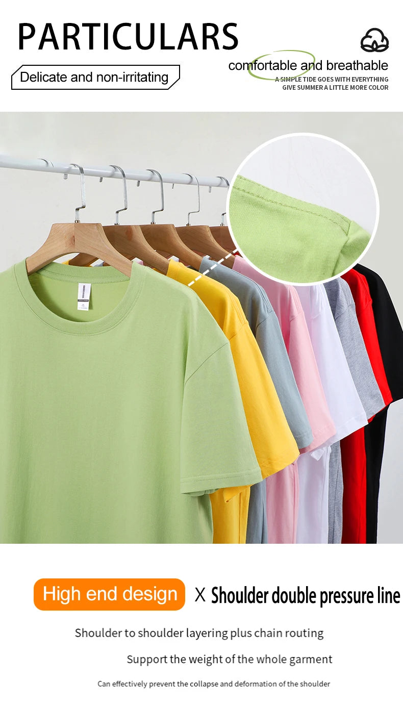 T-Shirt Unisex Cotton Solid Color Oversized Basic Tee 14 Vibrant Colors