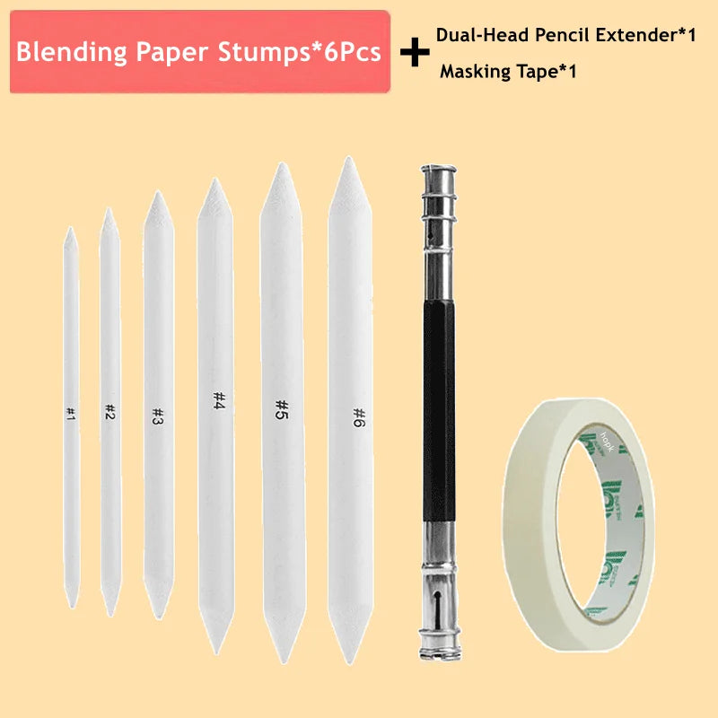 Sketch Blending Stump & Eraser Set — 3 to 13 Pieces Graphite Charcoal Blending
