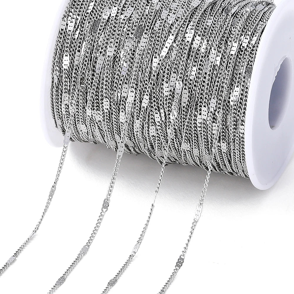Jewelry Chains Stainless Steel Flat Chain Necklace Bracelet DIY Jewelry Making