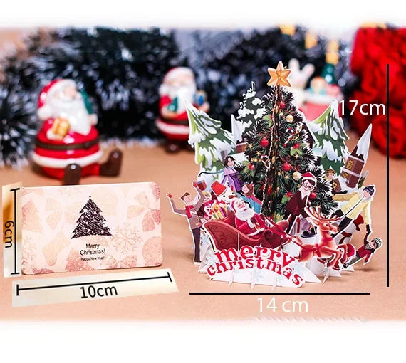 New 3D Pop UP Christmas Cards Santa Invitation Greeting Card Party Children Gifts New Year Thank You Card Holiday Gift Postcard
