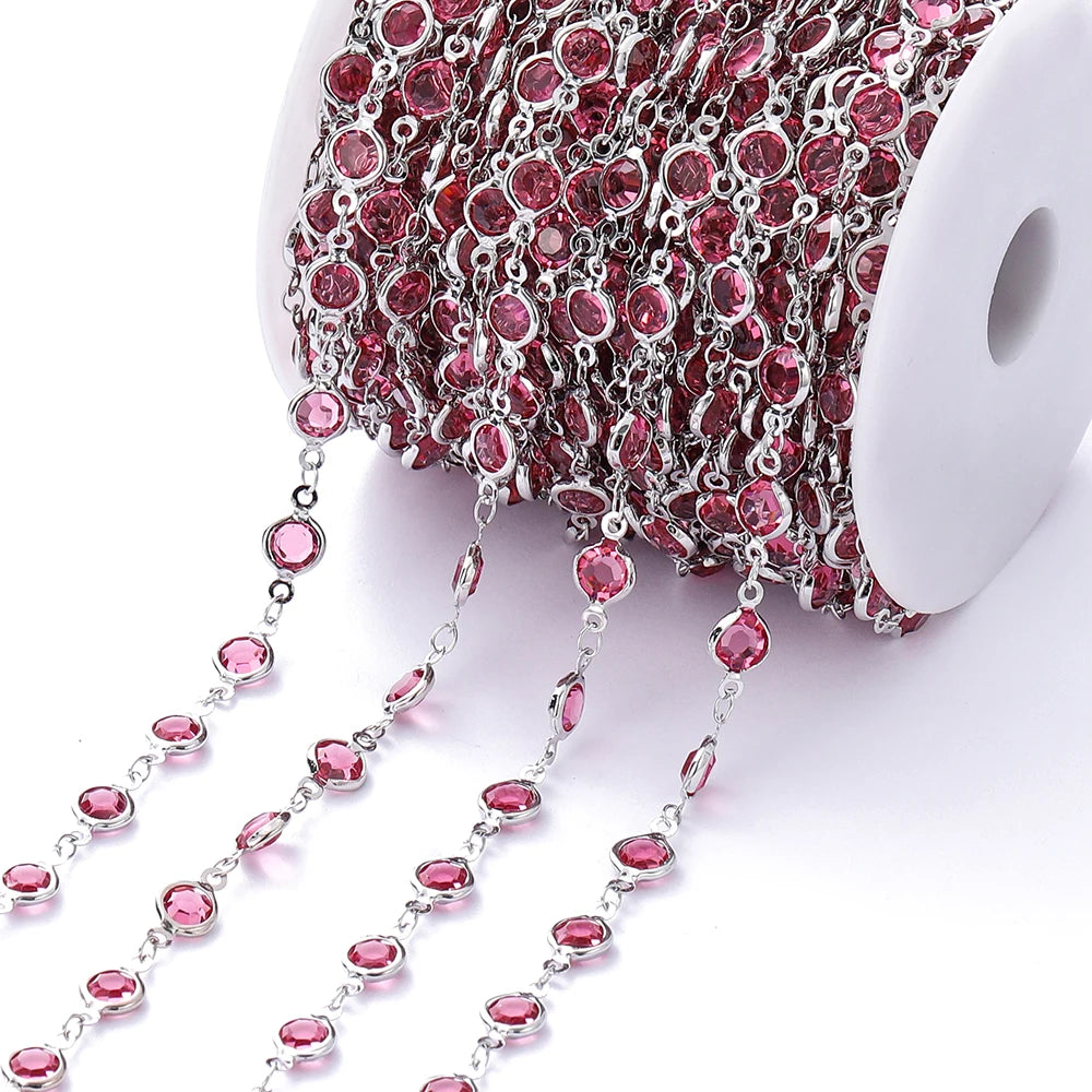 Metal Beads Colorful Crystal Beaded Chain Glass Necklace Chain Bracelet Supplies