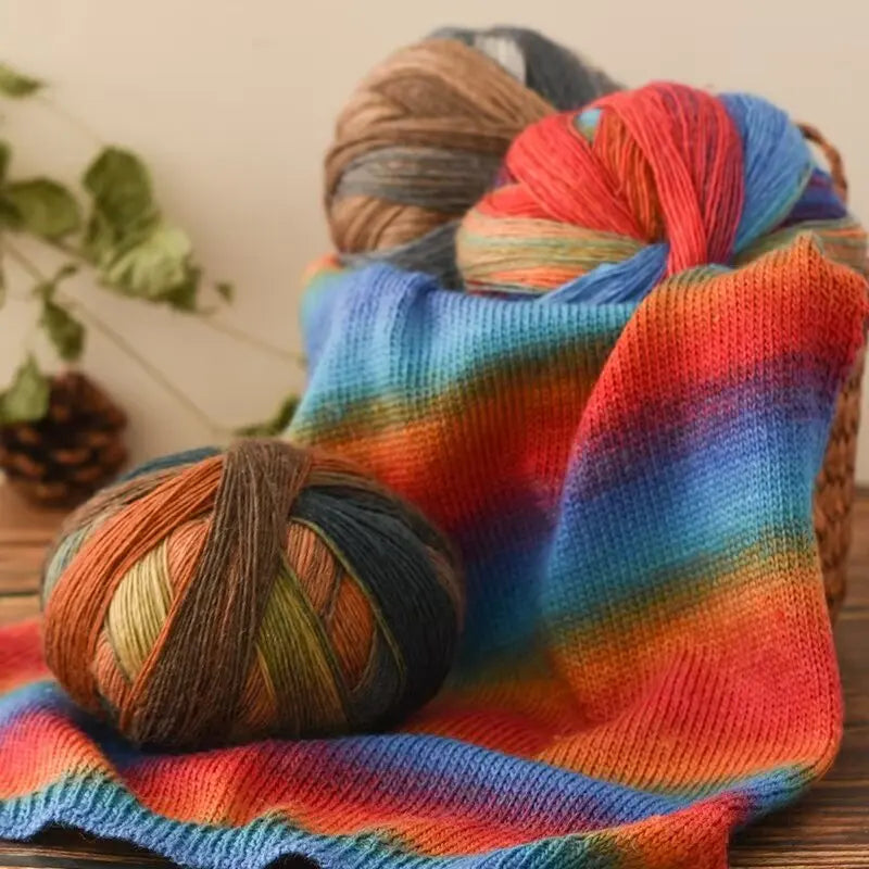 Yarn, Rainbow Gradient for Handmade Shawls, Sweaters, Hats & Knitwear