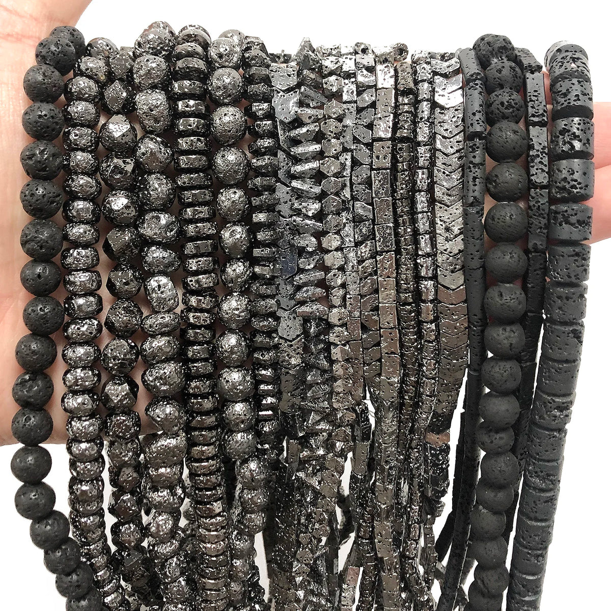 Stone Beads Black Volcanic Lava Spacer Waist Bracelets Necklace Craft Beads