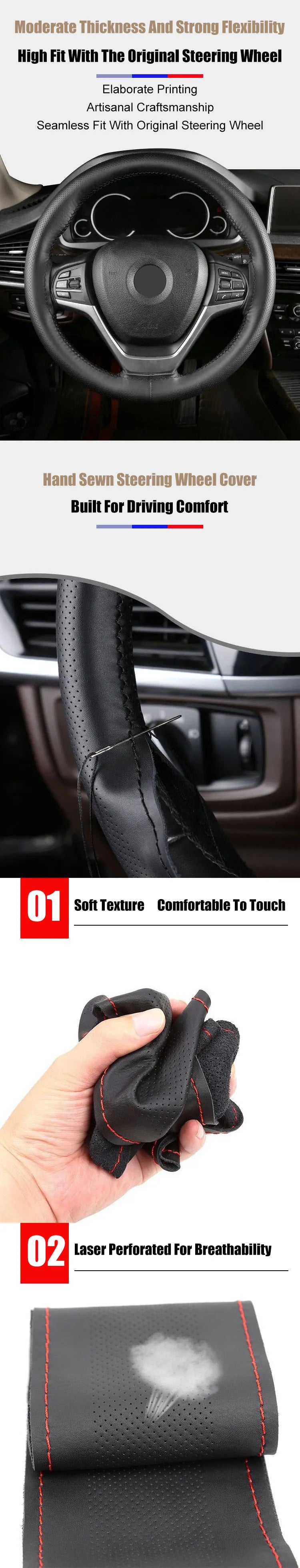 Car Steering Wheel Cover Needles Steering Wheel Cover Anti-Slip Comfort