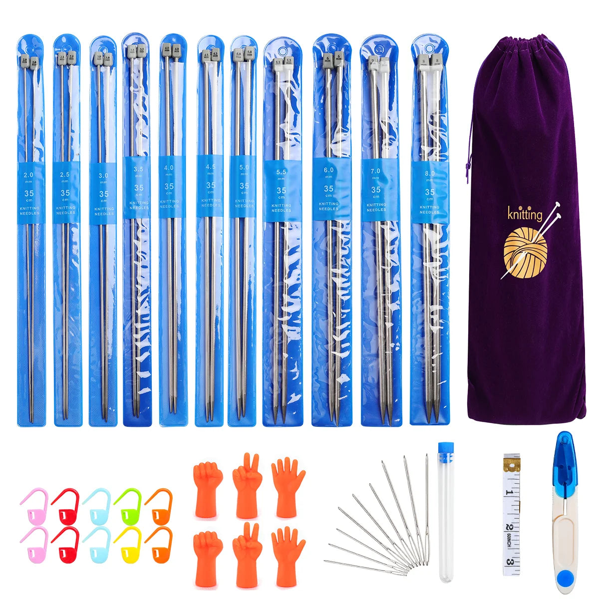 Knitting Needles, LOOEN Single-Pointed Set for Sweaters & Yarn Crafts