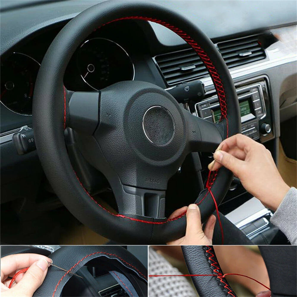 Steering Wheel Cover DIY Leather Steering Wheel Cover Anti-Slip Comfort