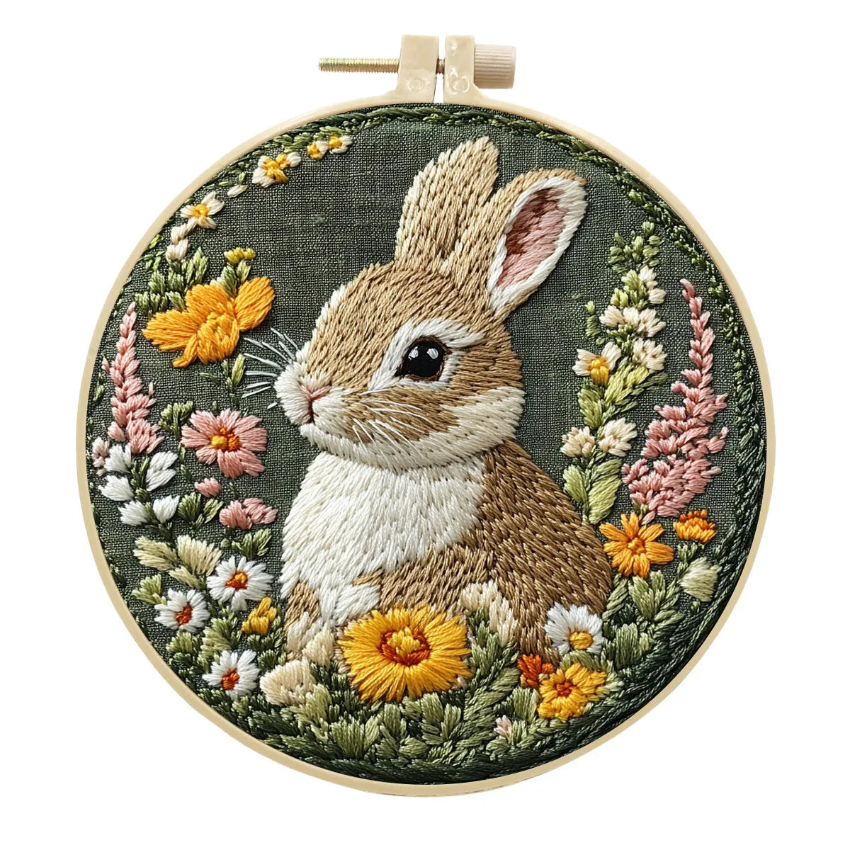 Embroidery Kit, Easter Bunny & Flower Wreath Designs for Handmade Crafts