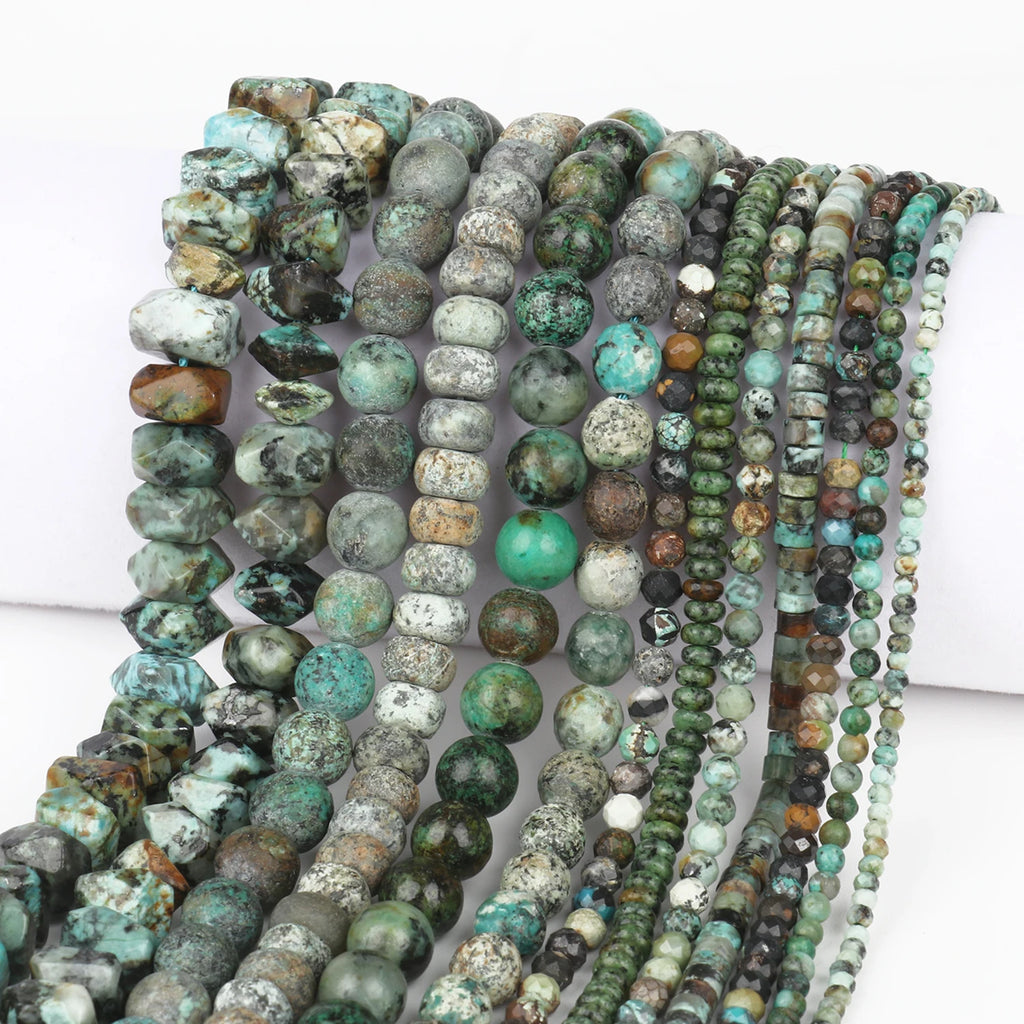 Stone Beads African Turquoise-Style Matte Round Irregular Geometric Craft Beads