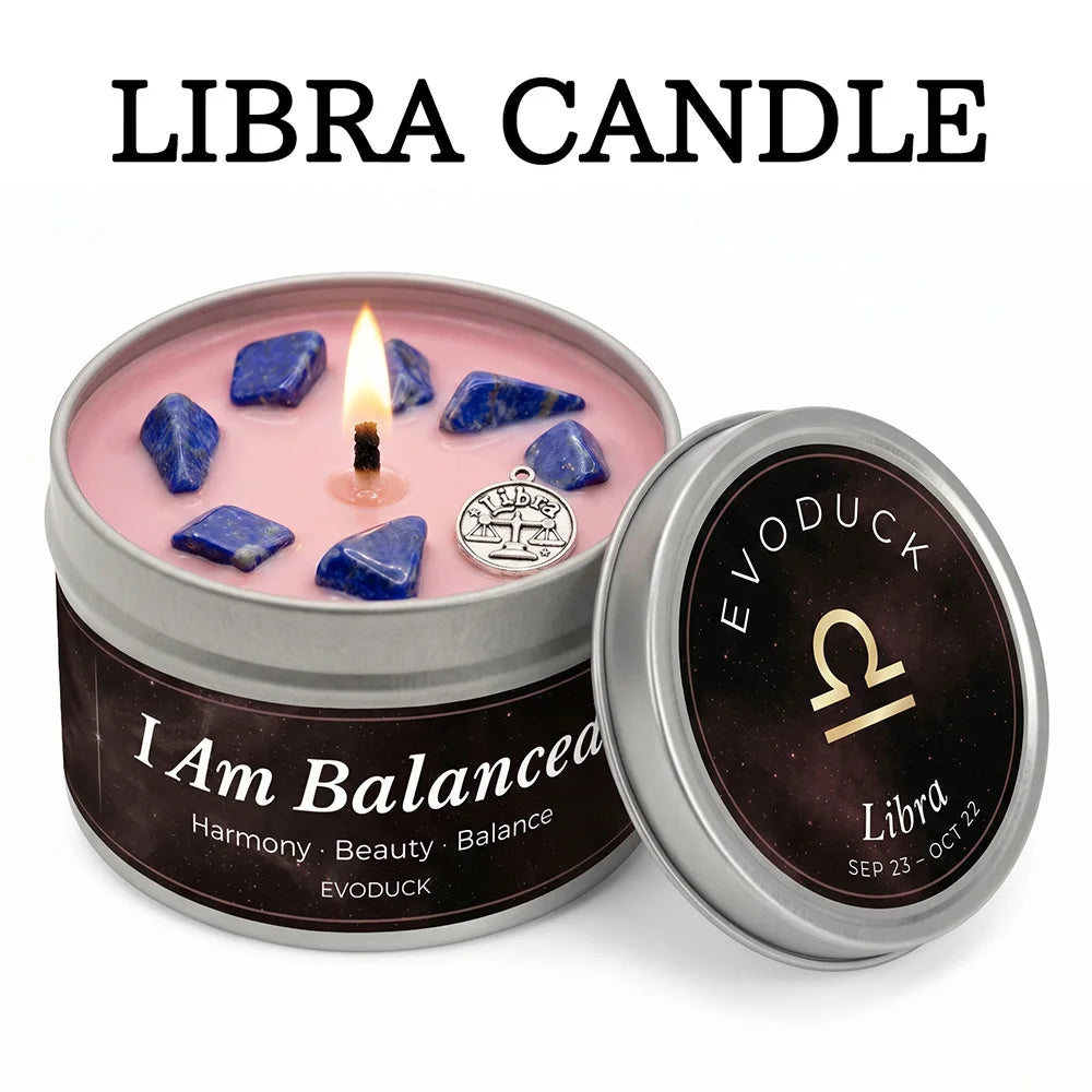 Libra Astrology Scented Candle, Rose Amber, Constellation Aromatherapy Candle in Tin, Home Fragrance Decor Birthday Gift, 3oz