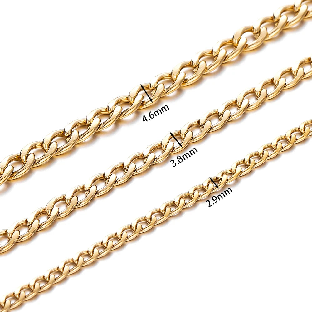 Jewelry Chains . Stainless Steel Curb Cuban Bulk Necklace DIY Jewelry Making