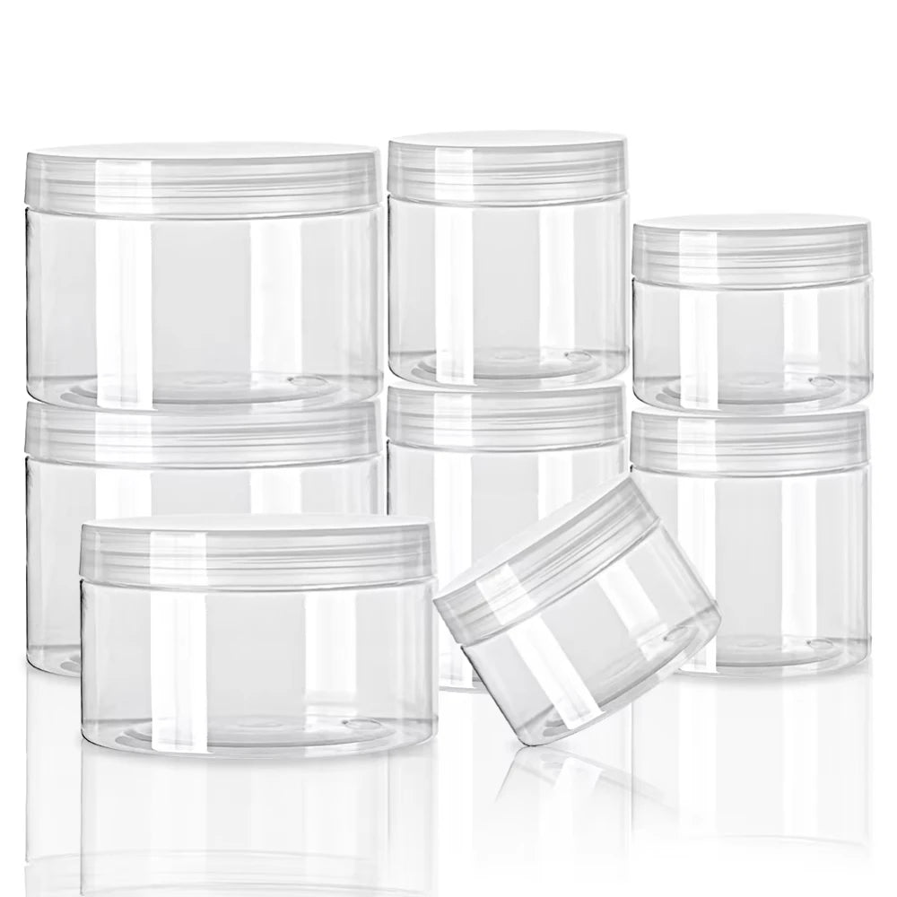 Cosmetic Jars Empty Clear PET Plastic Cream Sample Containers 5 Pack