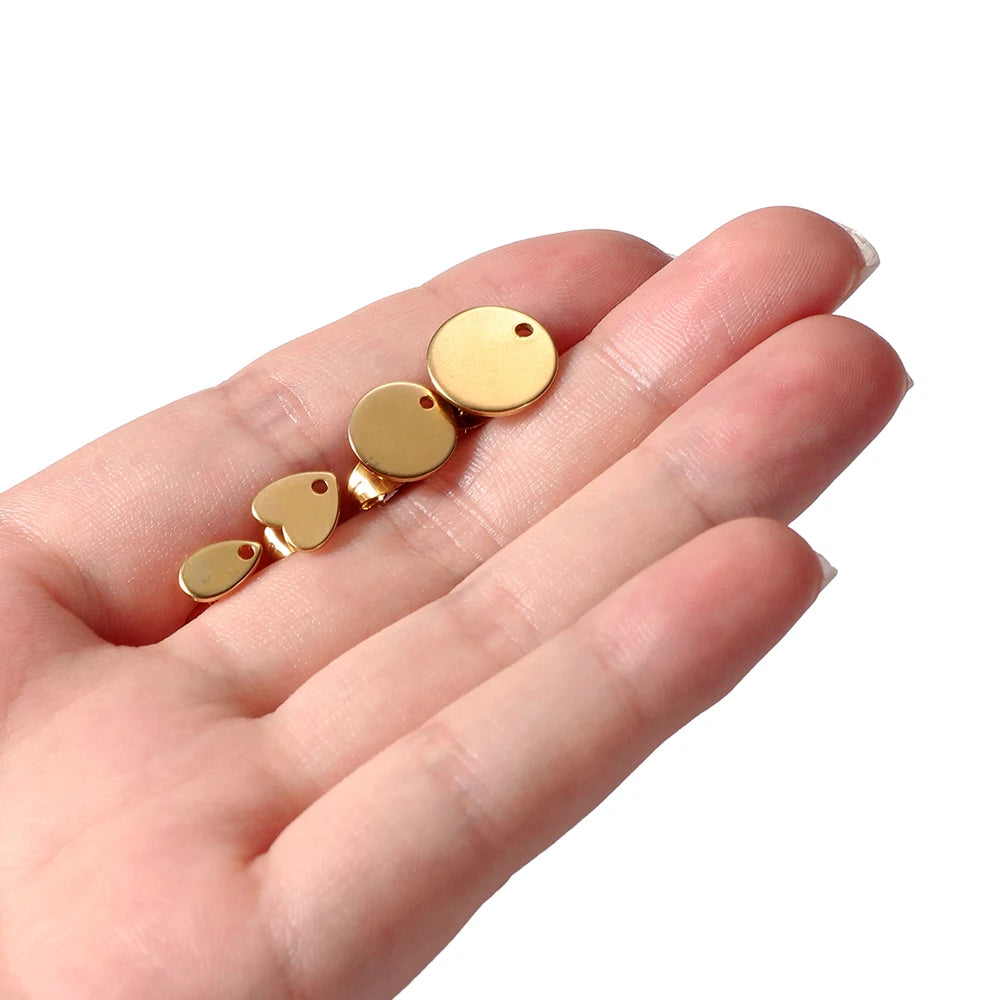 Ring Settings Gold Color Stainless Steel Love Heart Ear Studs DIY Jewelry Making