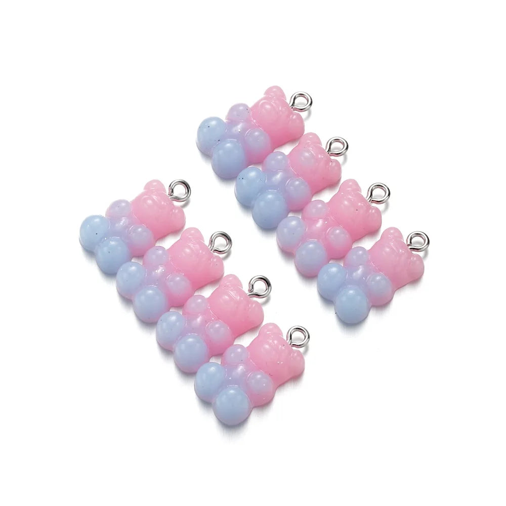 Earring Components Candy Bear Pendant Charms Colorful Resin Bears Craft Supplies