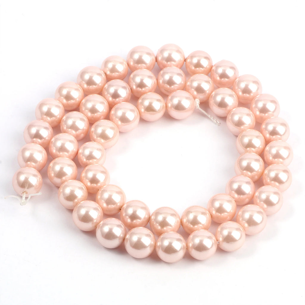 Shell Beads Round Pearl-Style Pink White Black Yellow for DIY Jewelry Making