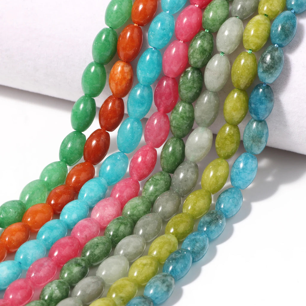Stone Beads Rice Green Jade-Style Amazonite Apatite Oval Charm Spacer