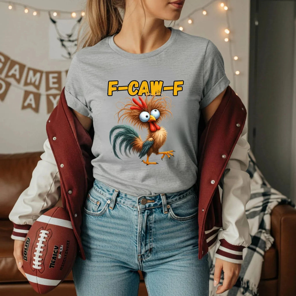 T-Shirt Unisex F-CAW-F Funny Rooster Meme Graphic Tee Humorous Novelty Shirt