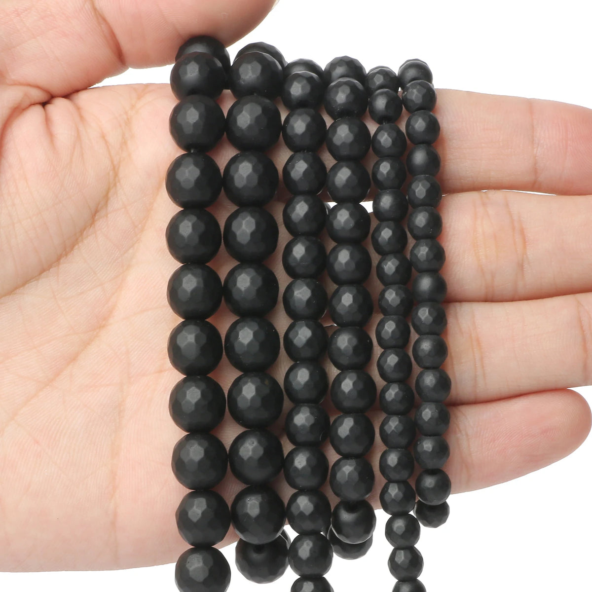 Stone Beads Matte Faceted Black Agate Onyx Styles for DIY Jewelry Making
