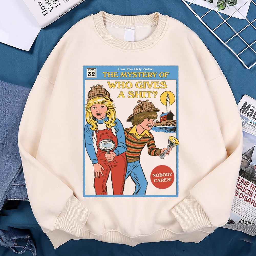 Sweatshirt Unisex Mystery of Who Gives a Sh*t Parody Fleece Crewneck Pullover