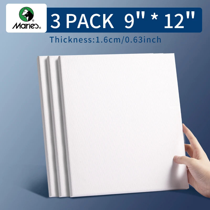 Marie's Stretched Canvas 3-Pack 100% Cotton Primed Rectangle and Round