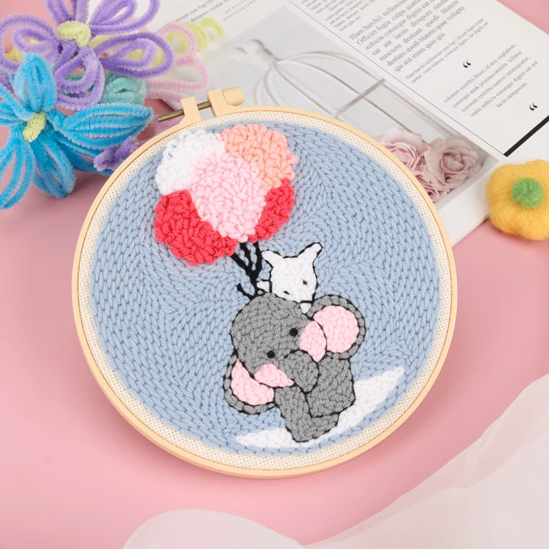 Punch Needle Kit, Christmas Animal Designs for Beginner Embroidery & Gifts