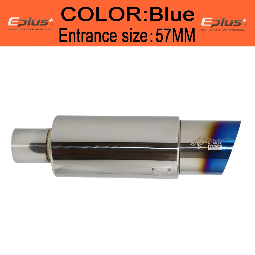 Stainless Steel Car Exhaust Drum Muffler Tail Pipe Universal 51-63mm