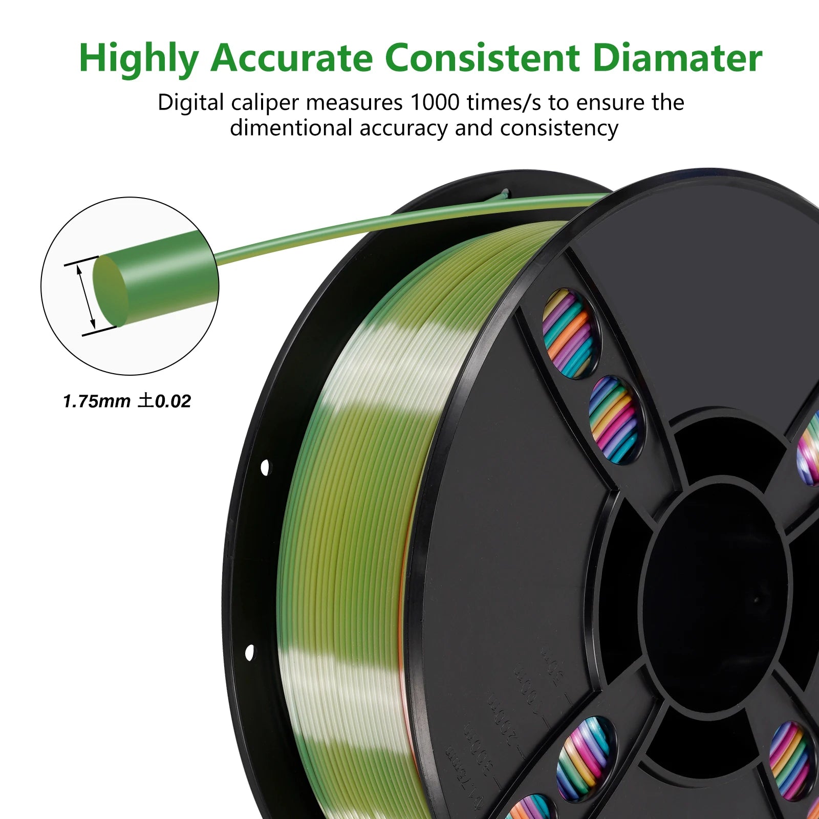 KINGROON Silk Rainbow PLA 3D Printer Filament 1.75mm Silk Candy Colors Glossy Neatly Wound 3D Filaments