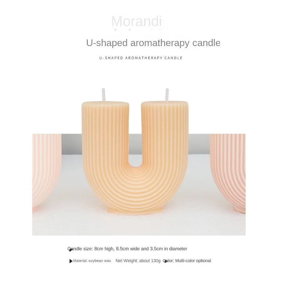 U-shaped aromatherapy candle with 'Morandi' branding on a white background