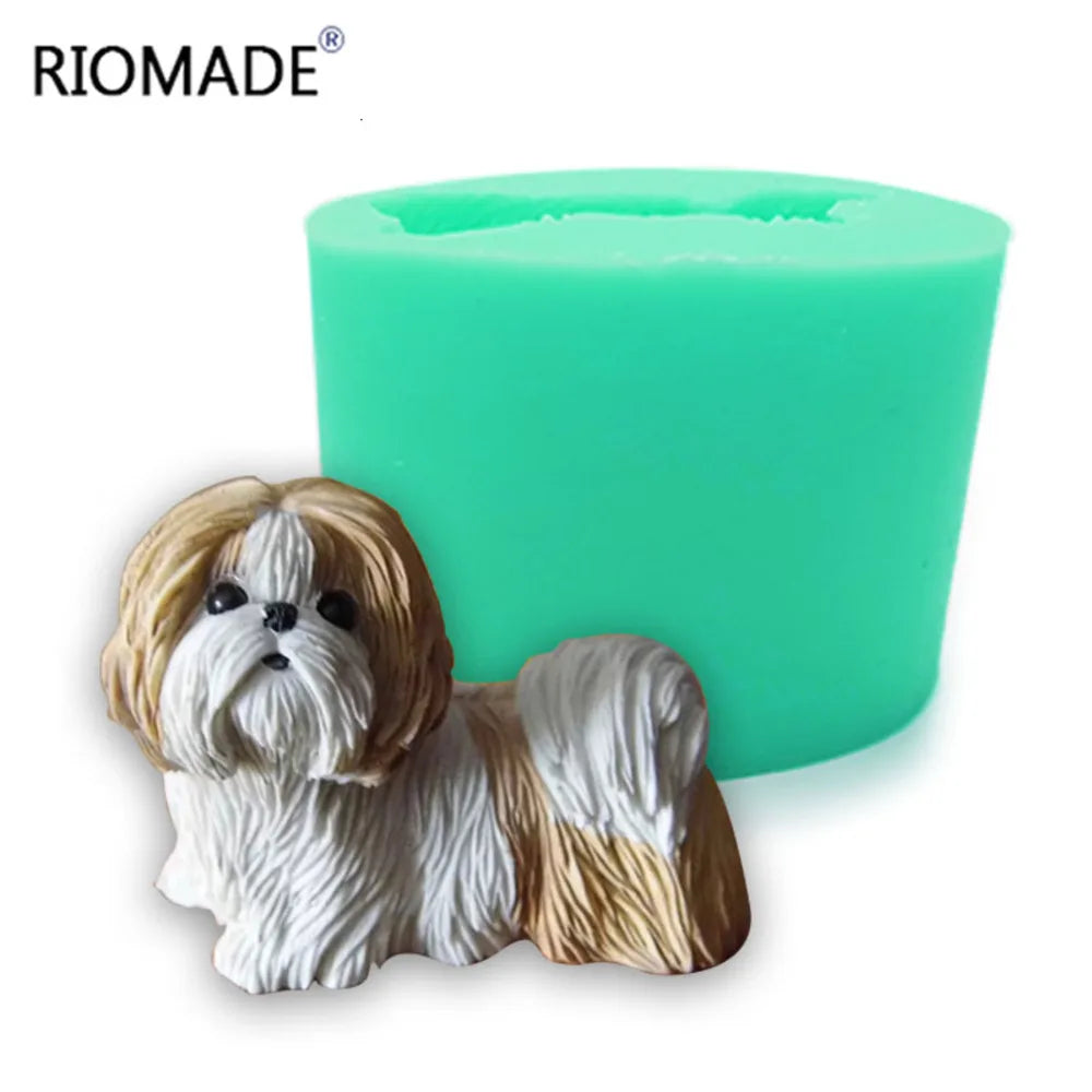 3D Dog Shape Silicone Molds Big Pomeranian Shih Tzu Animal Candle