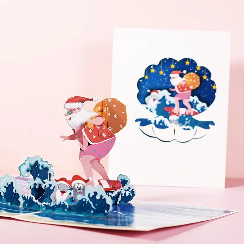 Christmas Card 3D Pop-Up Santa Tree Reindeer Holiday Greeting 36 Designs
