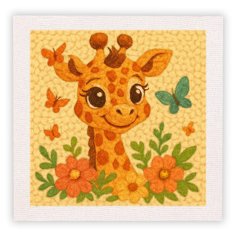 Punch Needle Kit, Animal Pattern with Frame for Handmade Embroidery Art